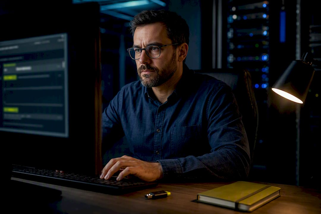 Engineer reviewing email security controls