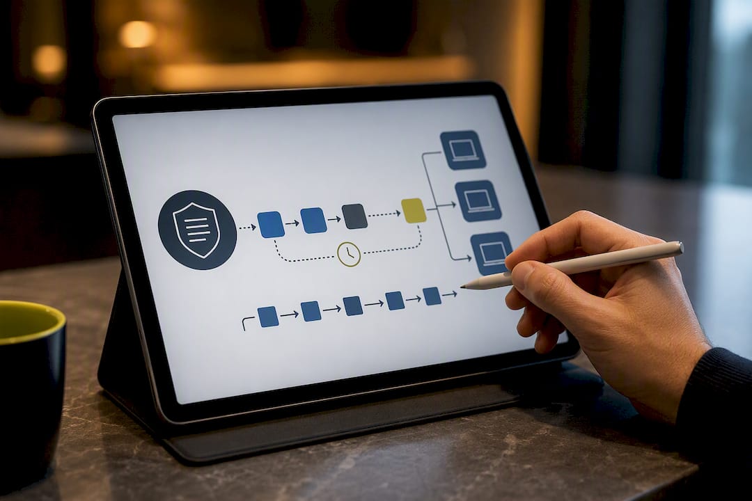 Illustration of delayed device policy delivery