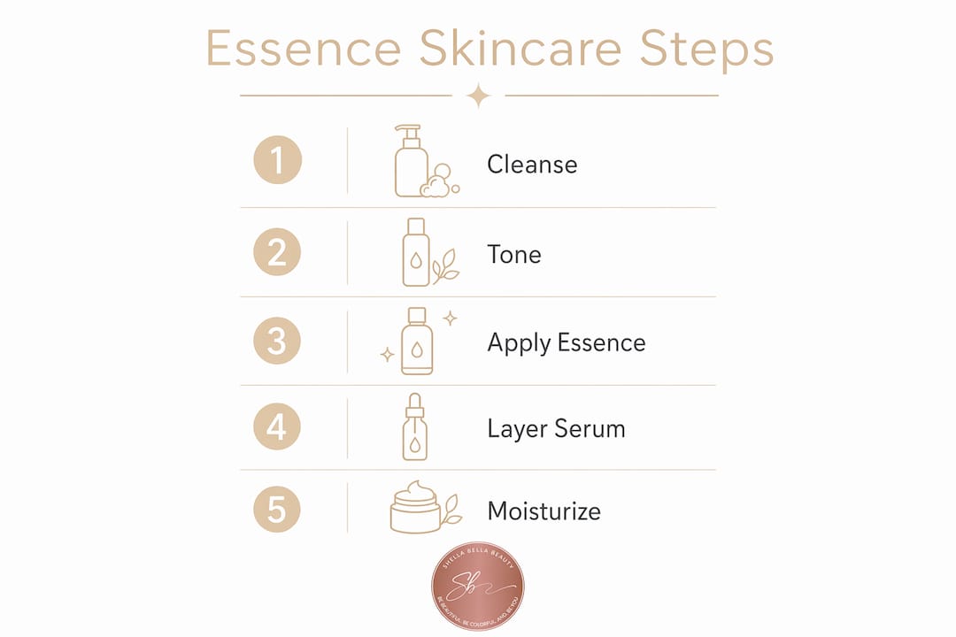Infographic showing step-by-step essence skincare routine