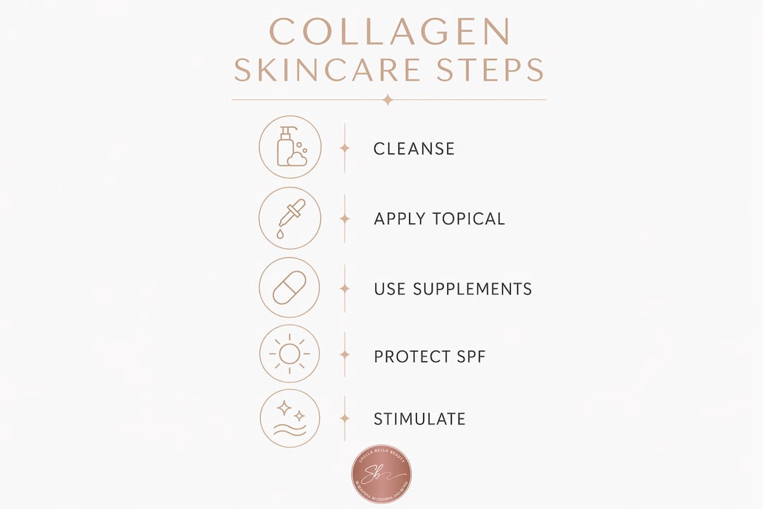 Infographic showing stepwise collagen skincare routine