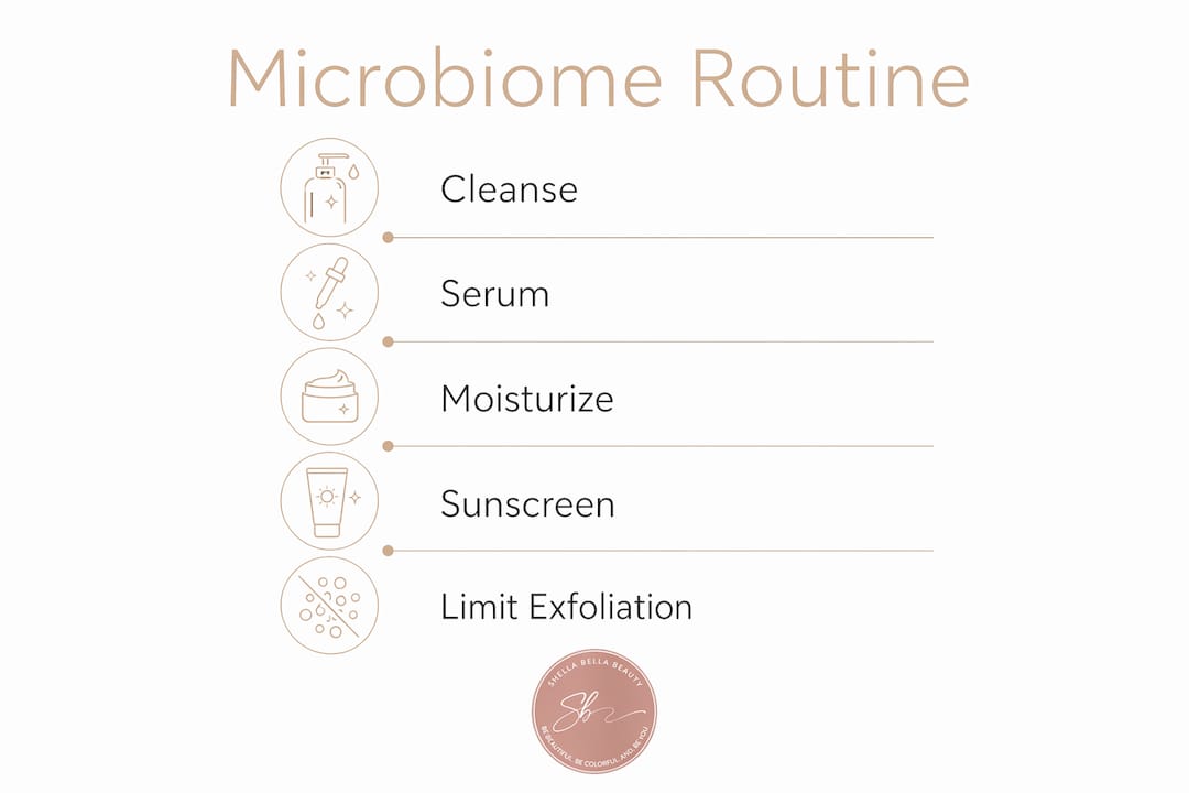 Infographic showing microbiome skincare routine steps