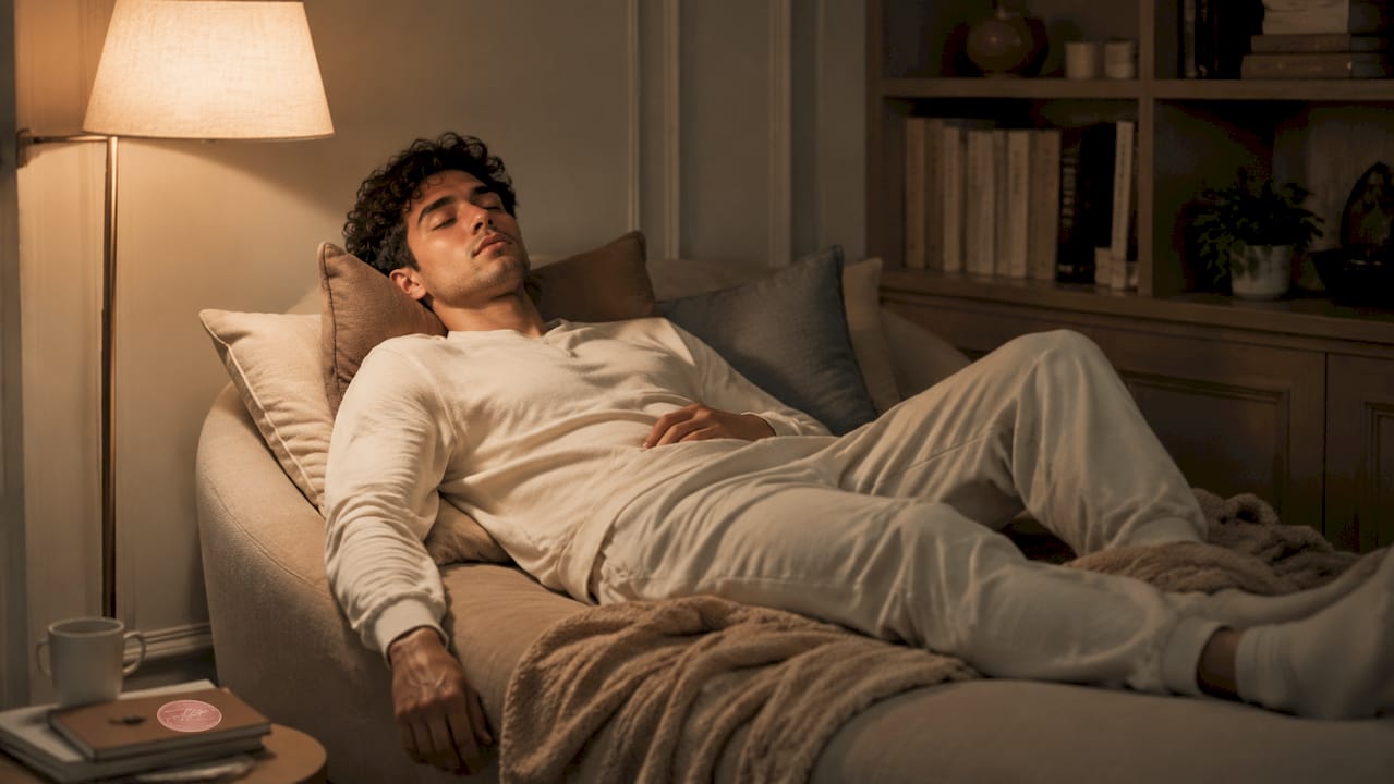 Side profile of man sleeping showing skin repair
