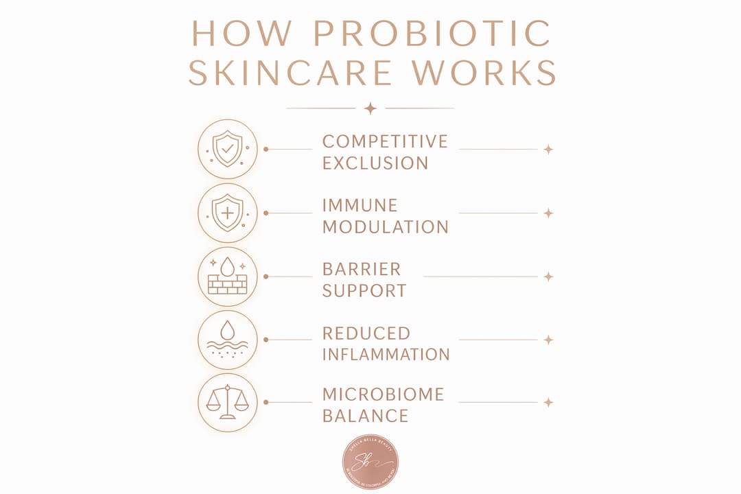 Infographic illustrating probiotic skincare benefits