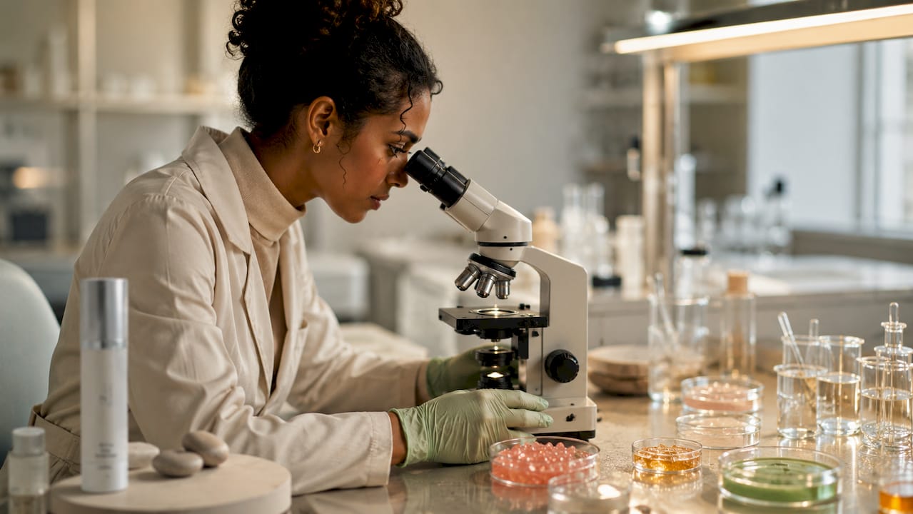 Microscope analysis of skincare delivery system