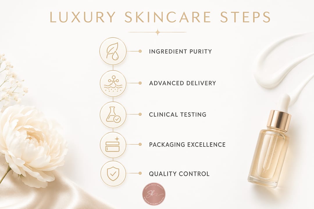 Infographic showing luxury skincare formulation steps