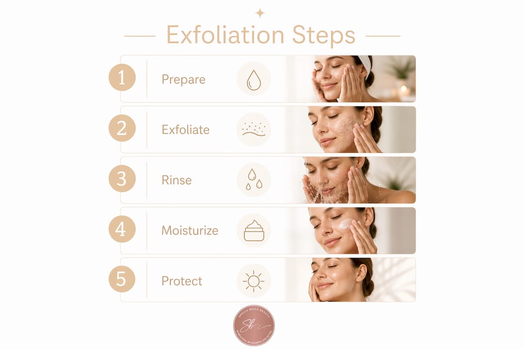 Infographic showing step-by-step lip exfoliation process