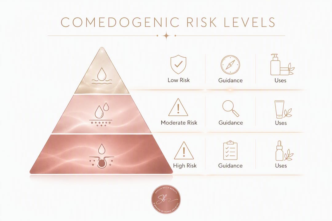 Infographic showing pyramid of comedogenic risk levels