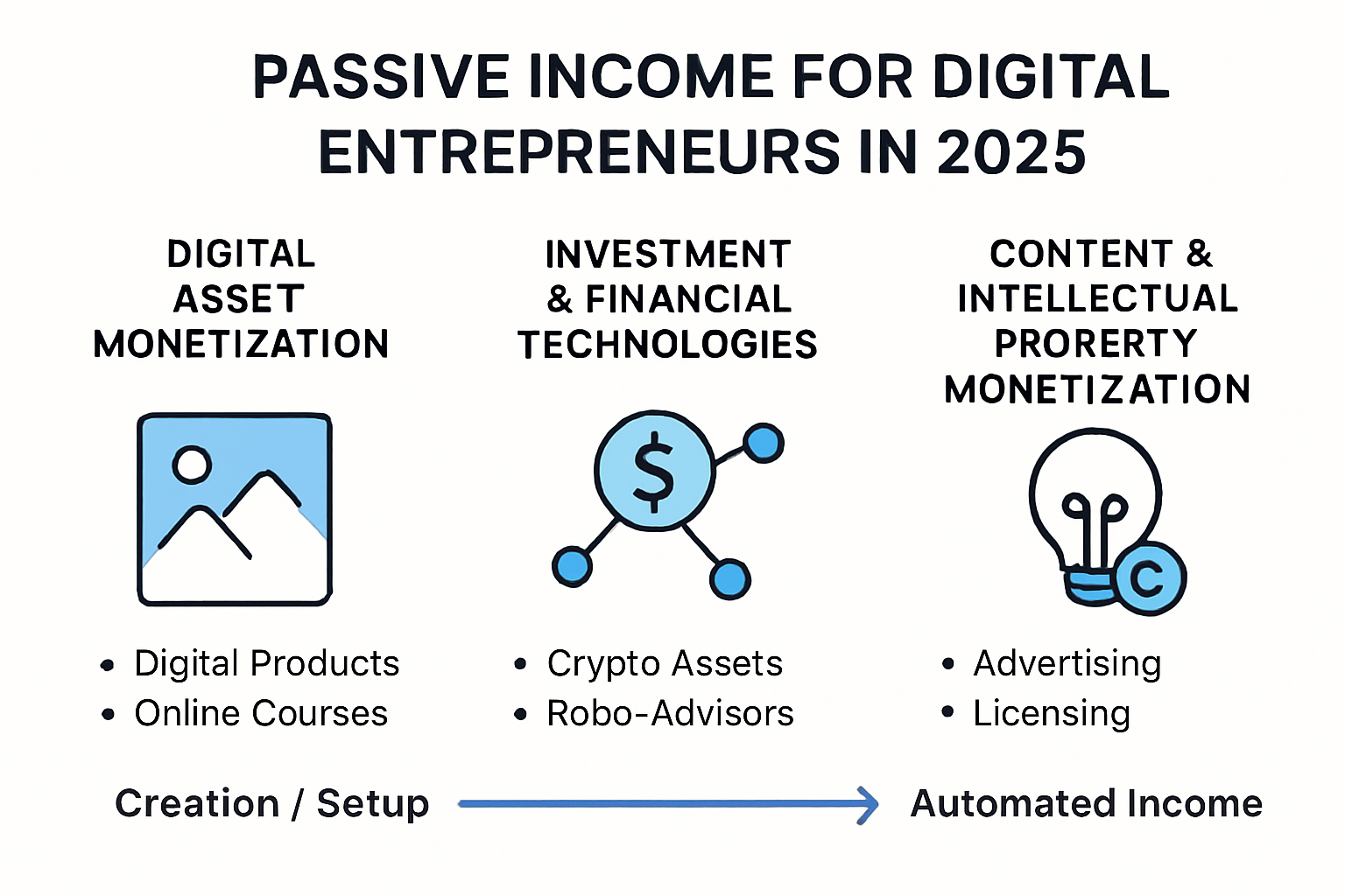 Infographic comparing main types of passive income streams in 2025