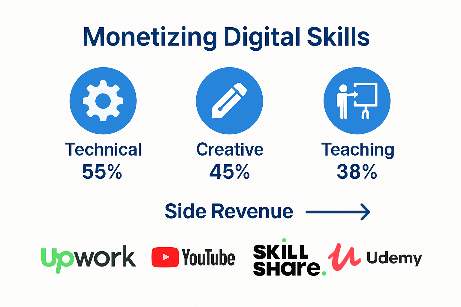 Digital skills for extra income infographic