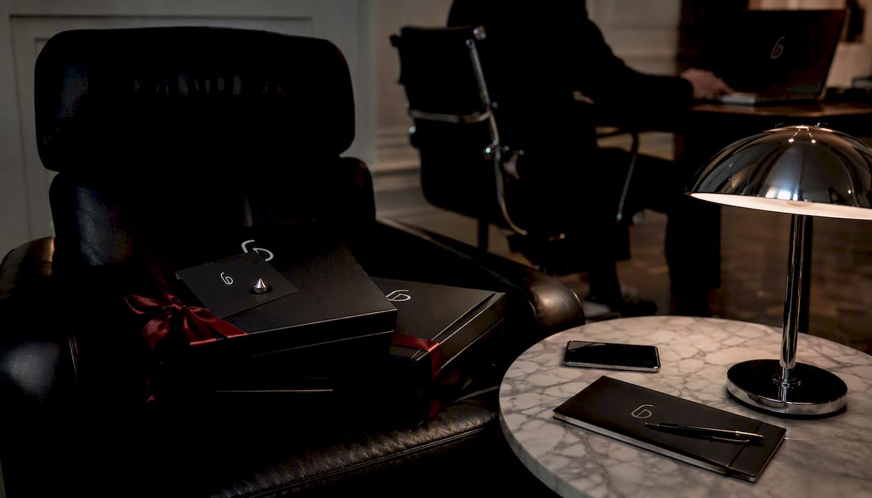 Private study with luxury hoodie packaging and details