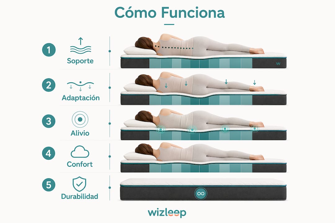 Infografía que muestra las distintas zonas de un colchón por zonas