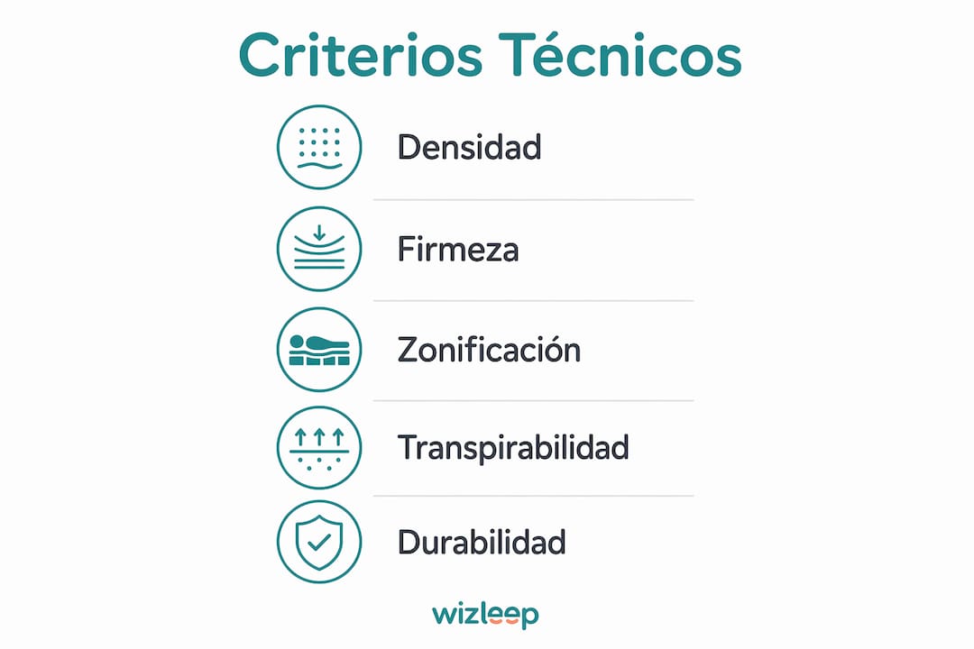 Infografía con criterios técnicos para elegir un colchón