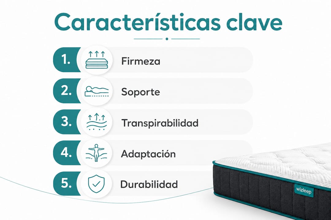 Infografía con características importantes de un colchón