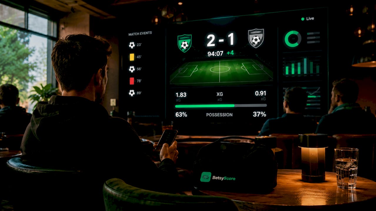 Close-up of live soccer stats dashboard