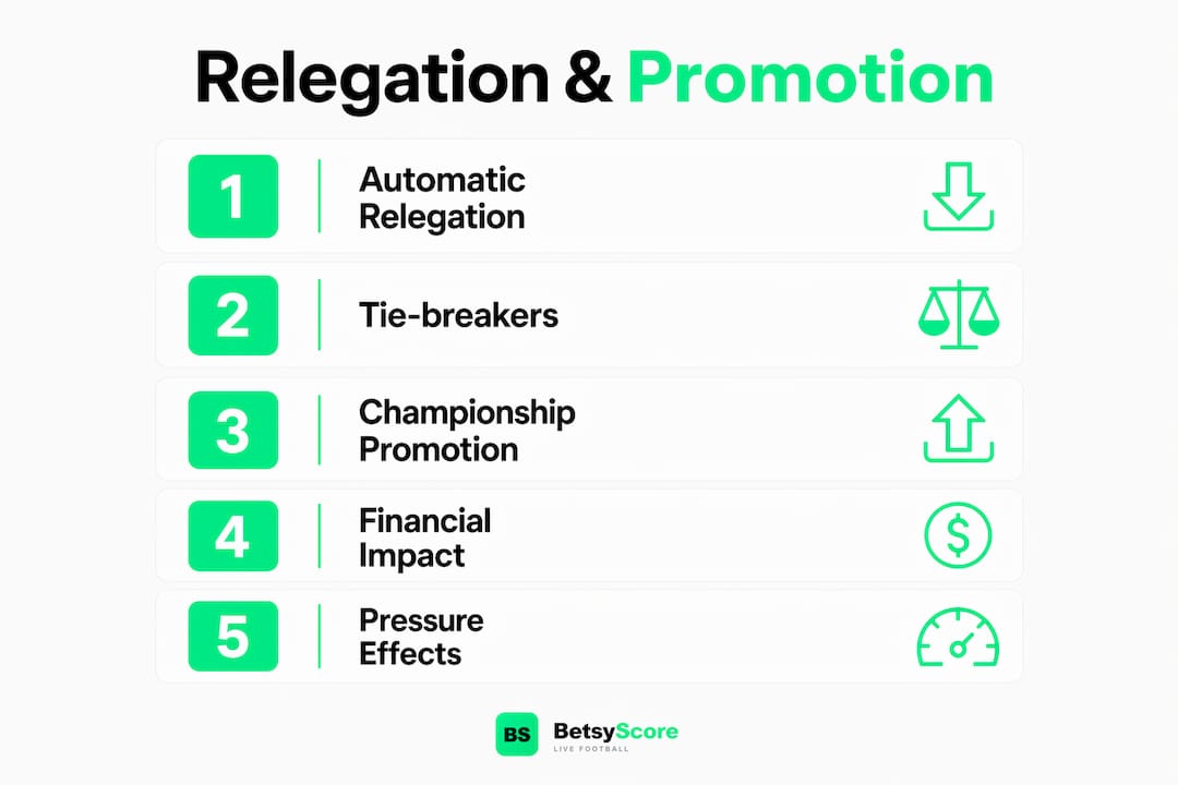 Infographic showing relegation and promotion key steps