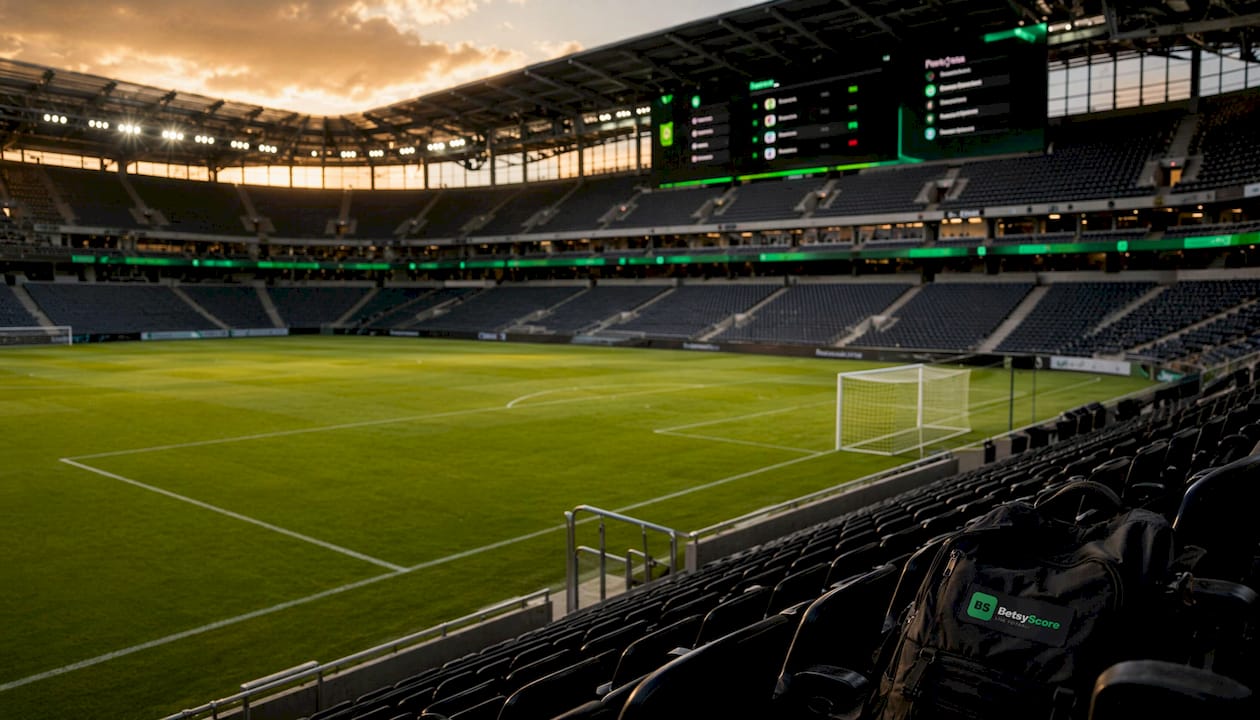 Premier League stadium with scoreboard and pitch