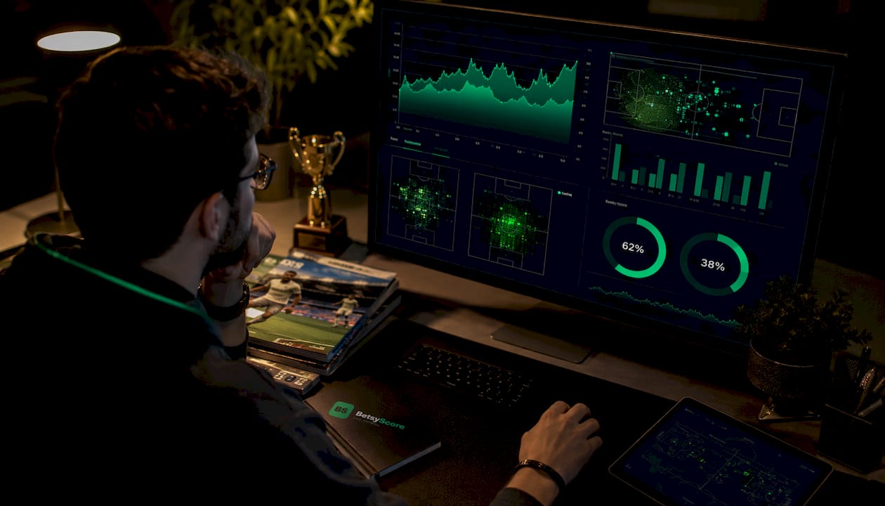 Close-up of football stats dashboard display