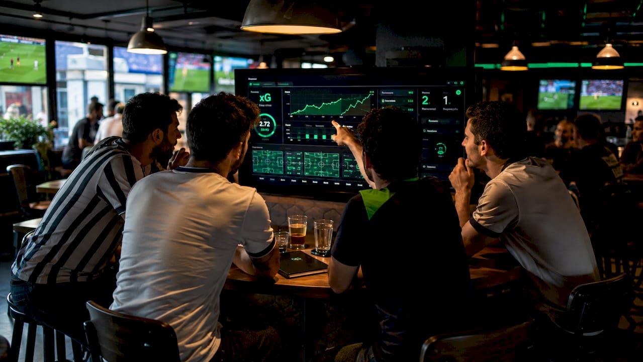 Hands interacting with live football stats dashboard