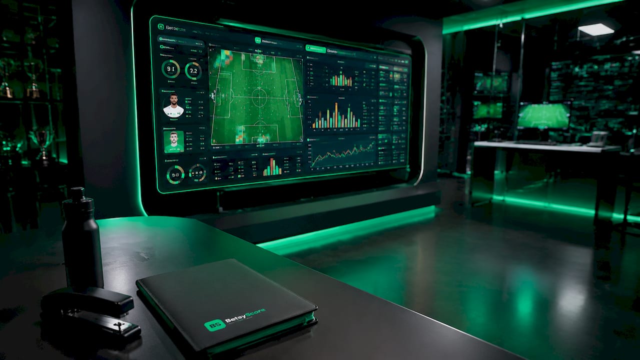 Close-up of football prediction data visualization screens