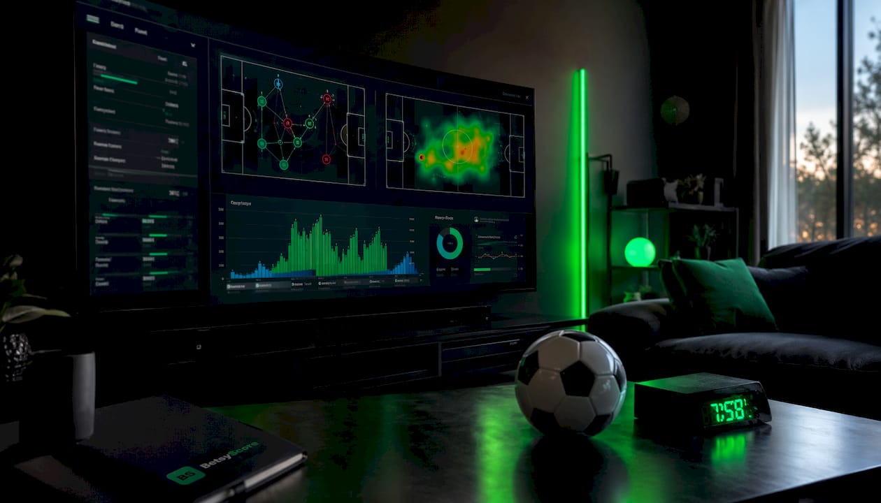 Curved monitor displaying football stat dashboard