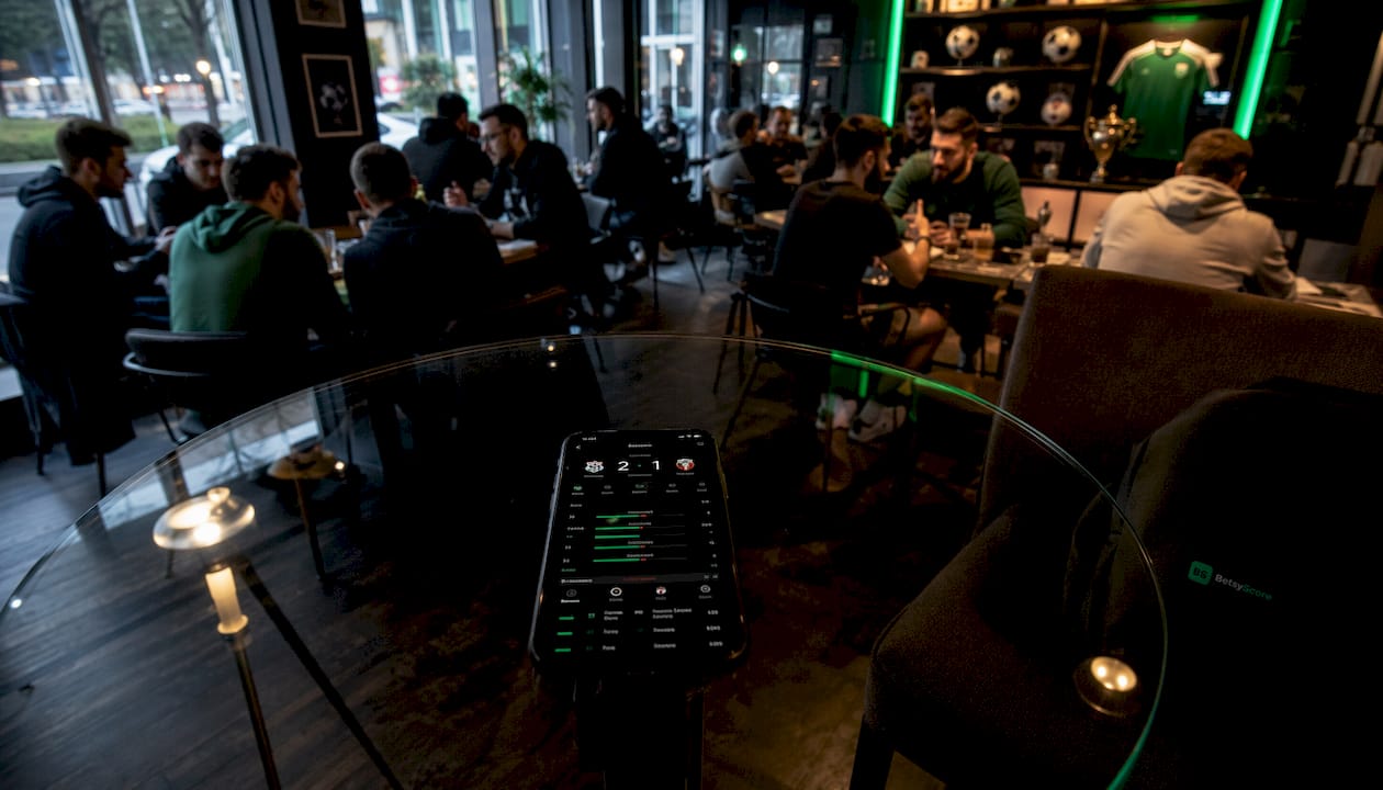 Smartphone showing live football scores interface