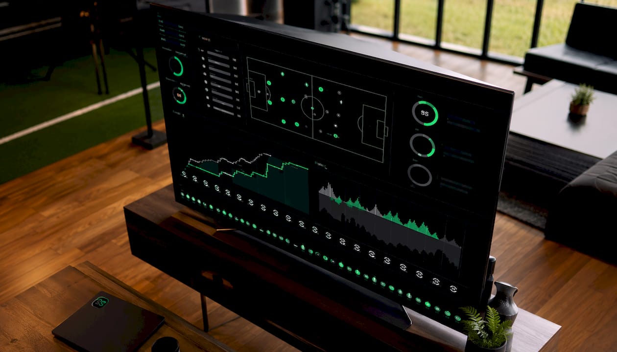 Close-up of football live data dashboard