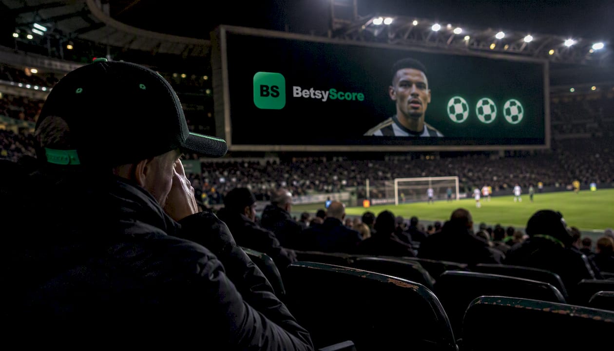 Modern stadium scoreboard showing hat trick goals