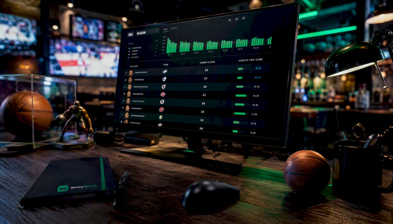 Sports data workstation with NBA assist stats dashboard