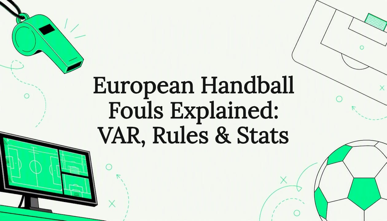Decorative title card illustration for European handball rules article