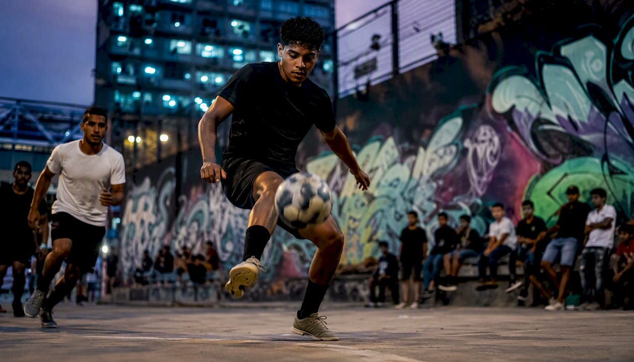 Defensive midfielder intercepting a football on pitch