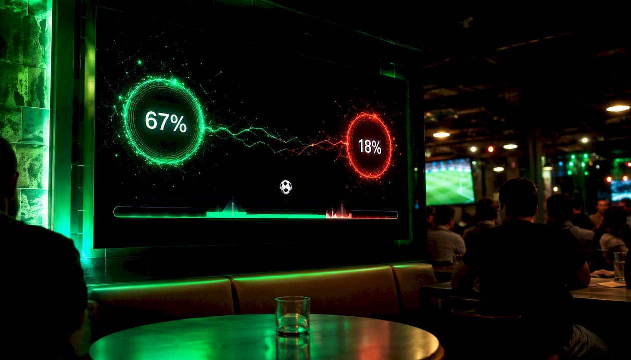 Close-up of AI win-probability digital dashboard