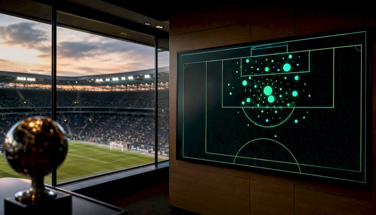 Digital soccer shot map displayed in stadium suite