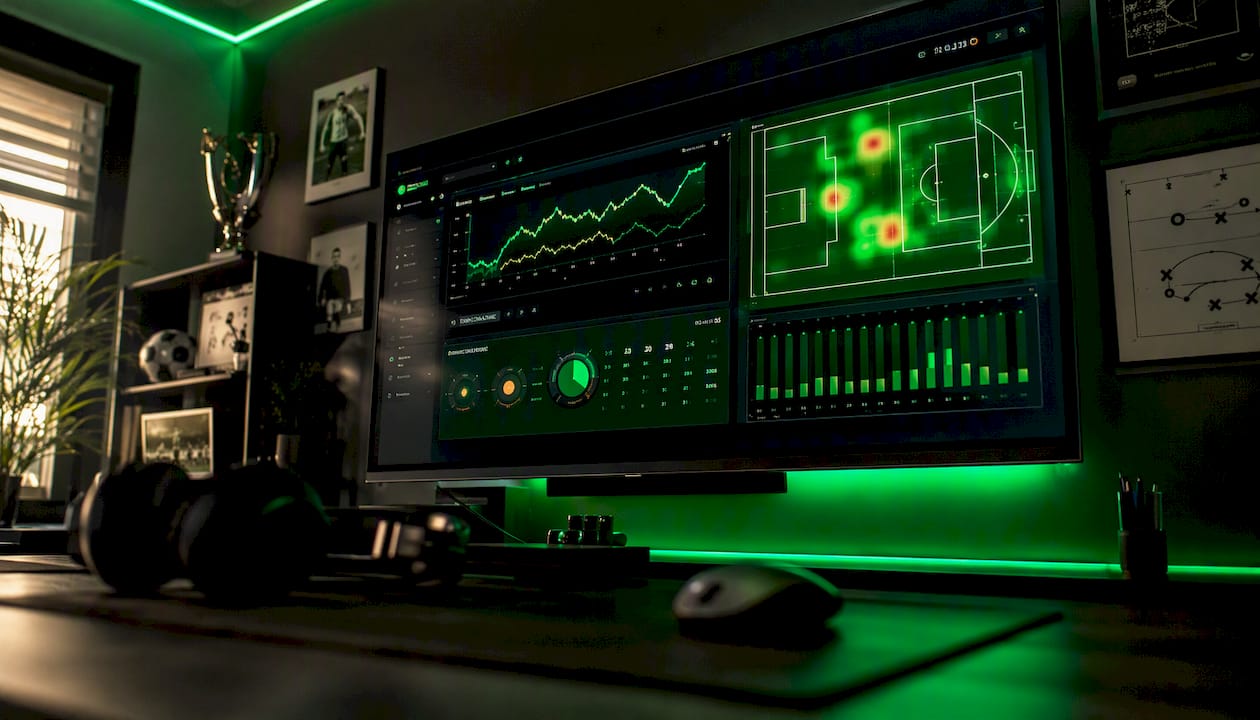 Digital xG dashboard in analytics room