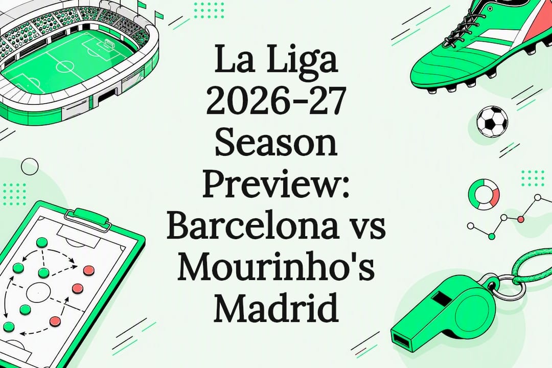 Decorative title card illustration with football and tactical icons