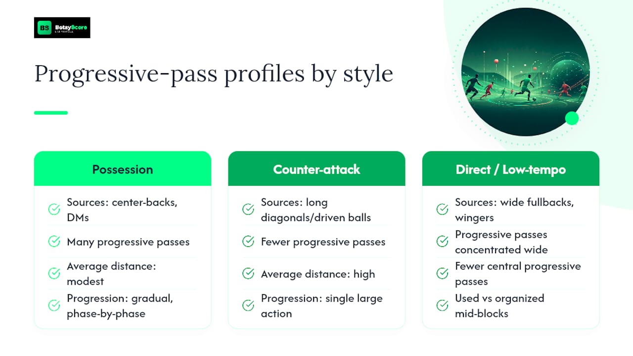 Examples of Progressive Passing Across Different Playing Styles — overview diagram