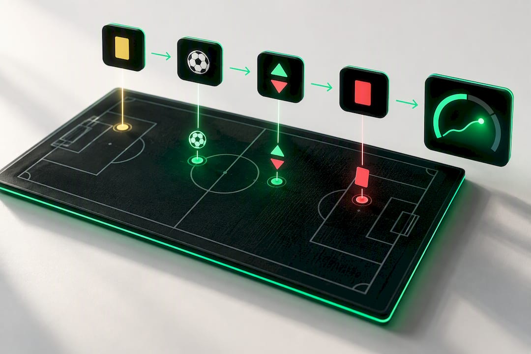 Live match events updating expected card probabilities