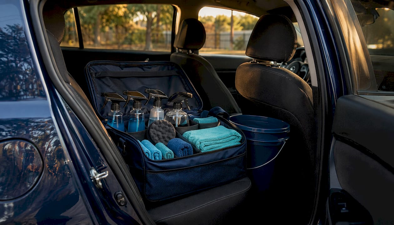 Car cleaning kit with towels and sprays