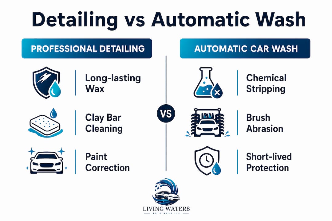 Comparison infographic detailing vs automatic wash