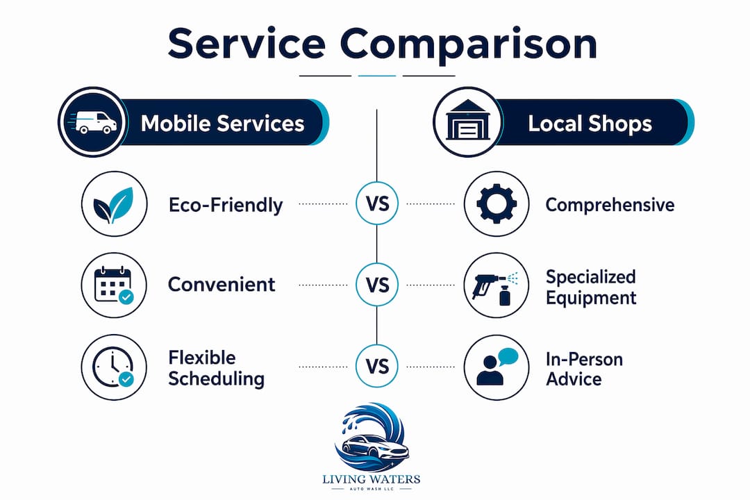 Infographic comparing mobile and local car detailing services