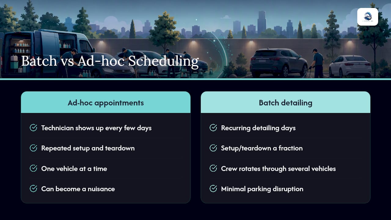 Diagram of batch scheduling optimizing fleet detailing impact