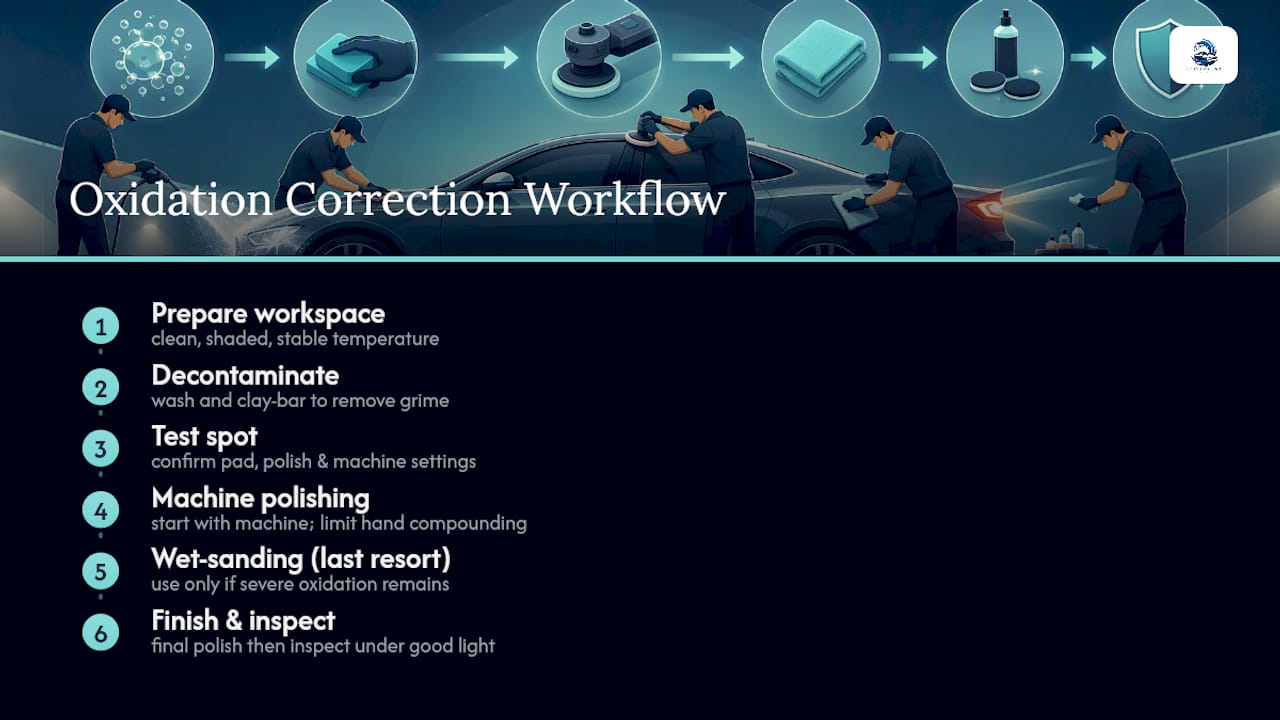 Step-by-step oxidation correction workflow diagram