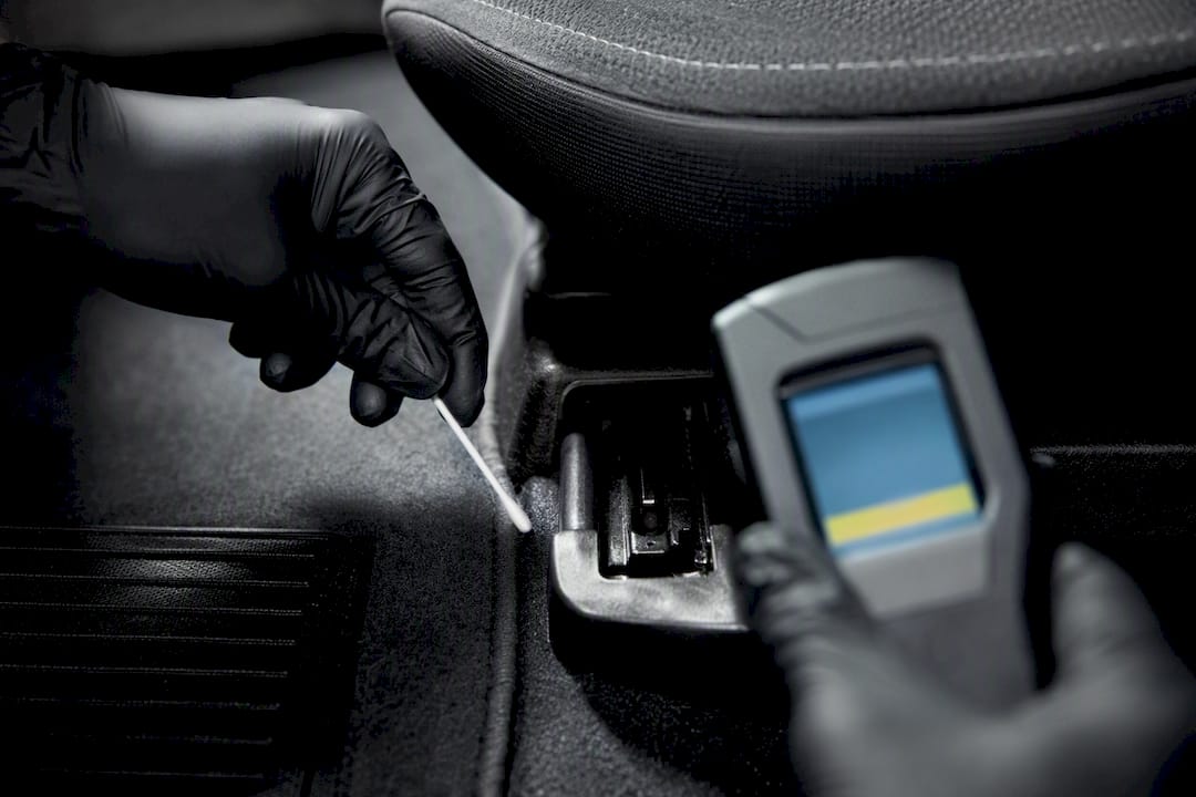 Technician performing ATP surface verification test