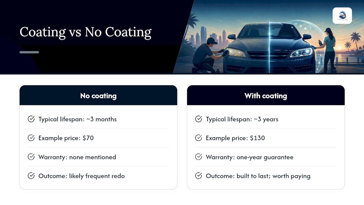 Three-month versus three-year coating lifespan