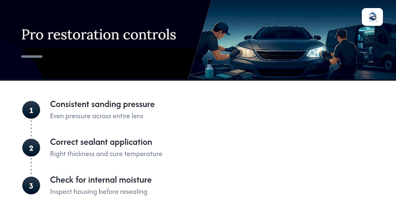 Three controls in professional headlight restoration