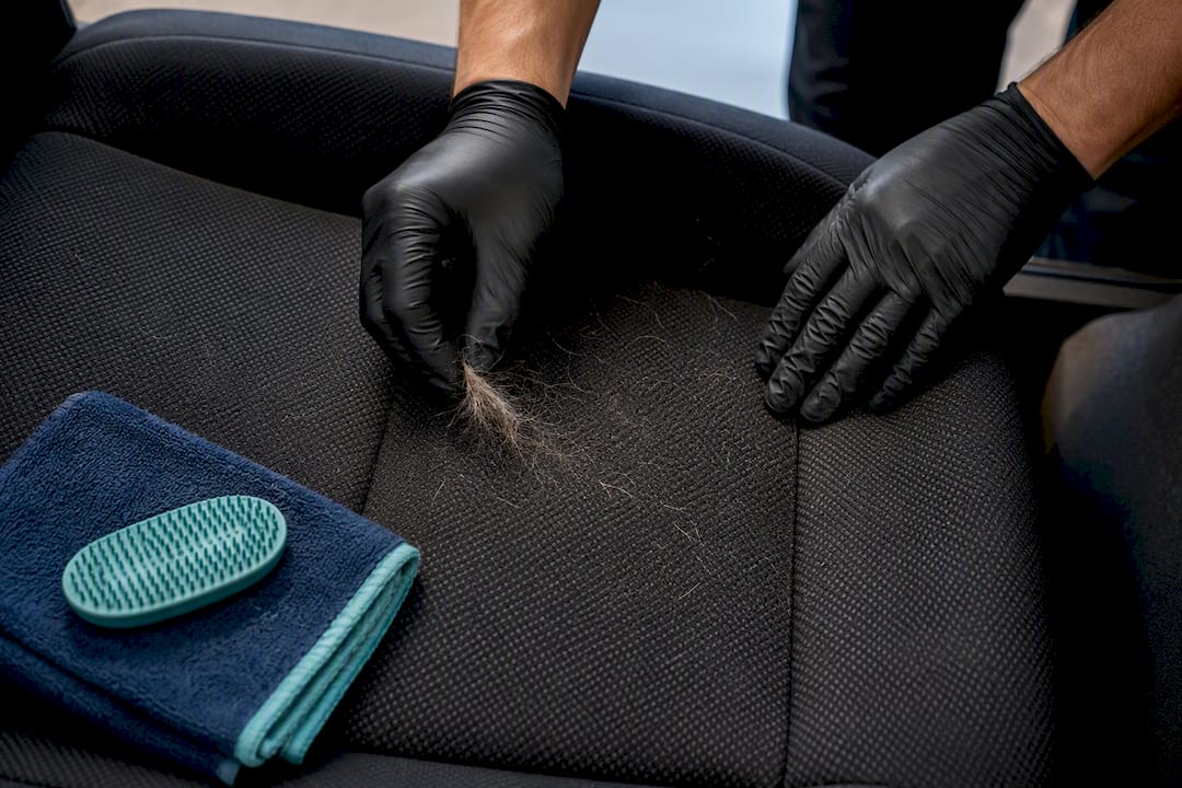 Removing pet hair from vehicle upholstery