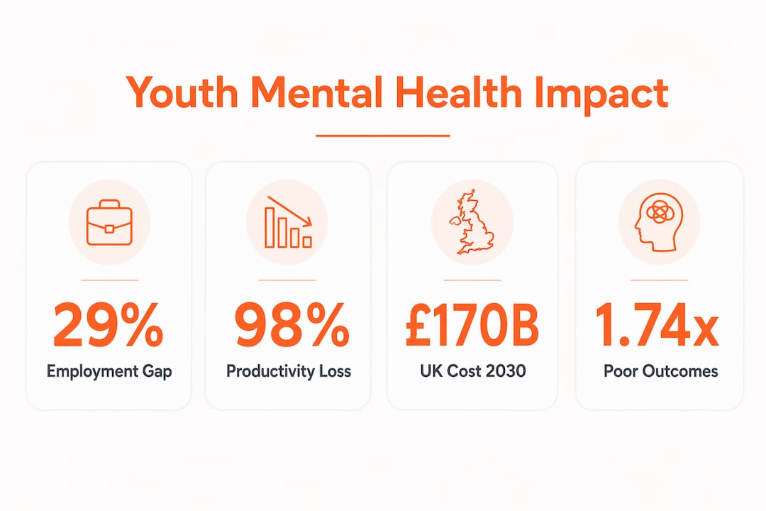 Infographic showing youth mental health productivity statistics