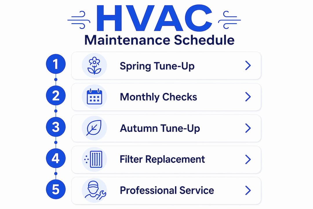 Infographic illustrating HVAC maintenance schedule steps