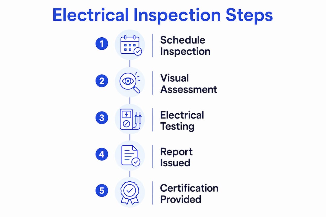 Infographic showing electrical inspection process steps in Victoria