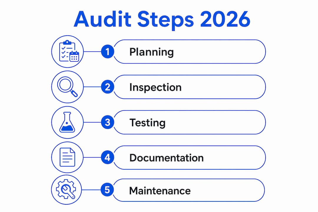 Infographic showing electrical safety audit steps