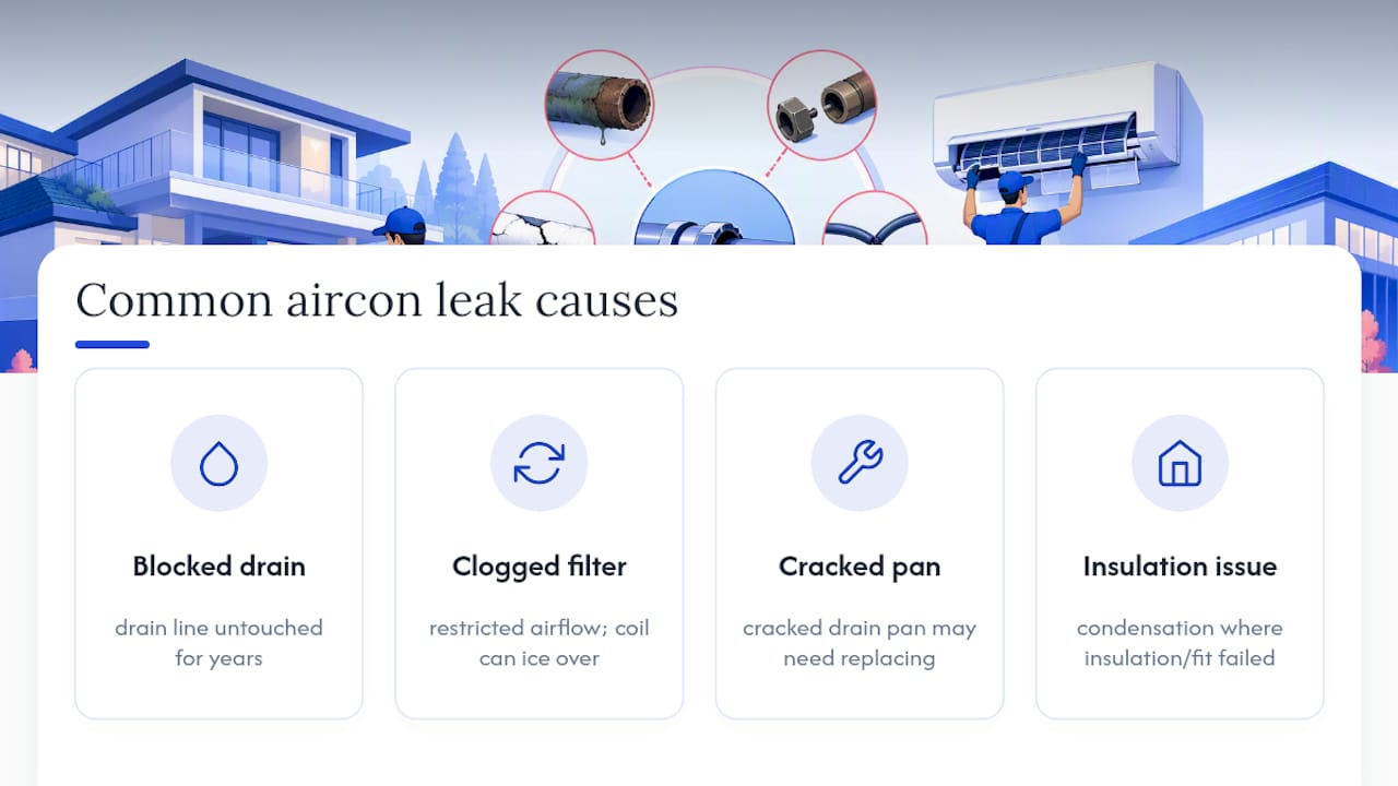 Diagram of common aircon leak causes